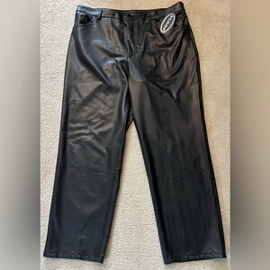 NWT Scoop Relaxed Black Faux Leather Pants XL